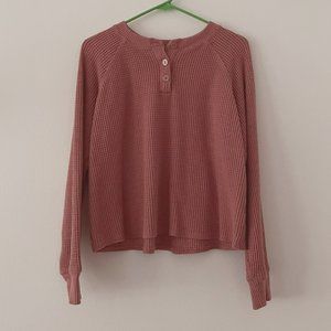 Old Navy Loose Cropped Cozy Long-Sleeve Henley T-Shirt